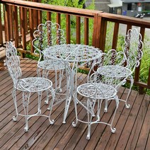유럽 백색 현대 간단한 철 테이블과 2 개의 정원 방수 옥외, 08 As shown