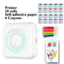 Android IOS 프린터용 미니 휴대용 열 감지 용지 사진 58mm 무선 블루투스 인쇄, 녹색 더하기 10종이 1
