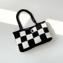 [울클럽]코코스뜨개DIY 체커보드 숄더백 코바늘 뜨개 여름 가방 애니코튼실, 17 밀크코코아, 01 화이트