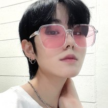 빅 오버사이즈 남자 여자 투명 뿔테 스퀘어 데일리 핑크 틴트 선글라스