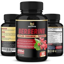 베르베린 보충제 4700mg 실론 계피 강황 함유 효능 면역 기능 60정, 60 정