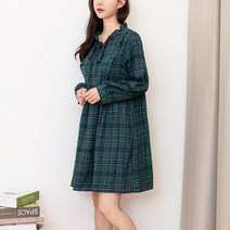 체크패턴 라운드 리본 포인트 꾸안꾸 여성 원피스
