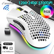 게이밍 손목보호마우스 배그마우스 롤마우스BM600 충전식 USB 2.4G 무선 RGB 라이트 벌집 게임 마우스 데, 01 WHITE, 한개옵션1