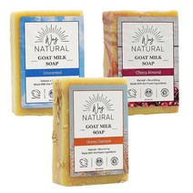 Way Natural 염소 우유 비누 버라이어티 팩 허니 오트밀 샌달우드 라벤더 체리 아몬드 차콜 무향 모이스처라이징 바디 바 남성 및 여성용 천연 수제 유기농 장인 6팩 141., 3 Bar Set 7