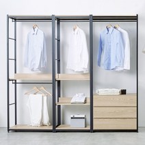 워너비 2200 3단서랍 행거 드레스룸 세트, 애쉬