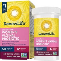 여성질유산균 다이어트 여성 질건강 변비 임산부유산균 Renew Life 여성용 프로바이오틱스 250억 CFU 12가지 균주 저장 성 글루텐 유제품 대두 무첨가 60캡슐, 50 Billion CFU, 60 카운트(1팩)