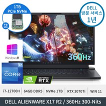 델 에일리언웨어 X17 R2 i7-12700H RTX 3070Ti FHD 64GB DDR5 1TB SSD+1TB SSD 윈도우11홈