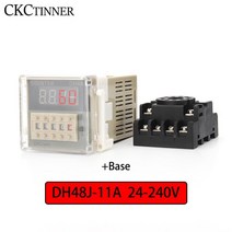 DH48J-11A 11 핀 접촉/센서 신호 입력 디지털 카운터 릴레이 12V ~ 380V 정전 메모리 기능베이스 포함, 07 24-240V