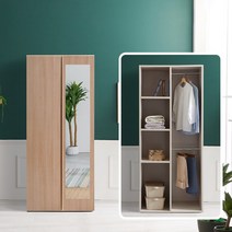 동서가구 이즈 클래스 롱바 800 거울 수납 옷장, 오크