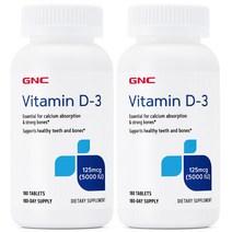 GNC 지앤시 비타민 D-3 5000IU 180정 2병, 2개