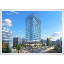 지하철역 가산디지털단지역 지식산업센터 건물 빌딩 투시도, 블랙, A0