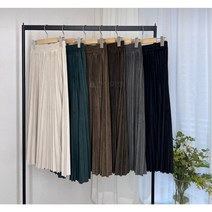 겨울 여성 벨벳 롱 주름 스커트