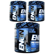 EVLUTIONNUTRITION ENGN 프리-워크아웃 엔진 블루 라즈 맛, 312g, 3개