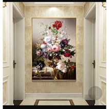 장미 꽃병 보석십자수 DIY 패키지 플라워 꽃그림 비즈 페인팅 붙이기, 50X70cm