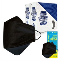 KF94 크린테크 미세먼지 황사방역 마스크 귀편한 1매입 대형 개별포장 100매 블랙, 검정 100매