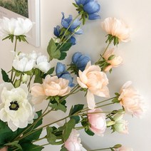 4color 아네모네 인테리어 소품 재료 꽃꽂이 부쉬 - 조화 인테리어 꽃장식 실크플라워, 피치