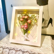 말린 부케 액자 웨딩 선물 부케말리기 LED 드라이플라워 꽃 보관 두께6cm, 기본