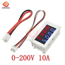 전기테스터기 미니 디지털 전압계 전류계 DC 200V 10A 4 비트 5 와이어 정밀 미터 테스트 전원 공급 장치, 04 red blue-white 200V