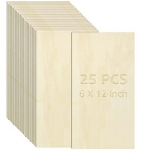 CertBuy 25팩 발사 나무 시트 합판 15.2 x 30.5cm(6 12인치) 발트해 자작나무 합판 DIY 프로젝트 드로잉 페인팅 목재 조각 연소용 아트 보드 (1