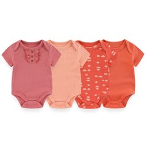 신생아옷 아기옷 Kiddiezoom 남녀공용 반팔 바디 수트 아기 옷 여름 4PCs/로트