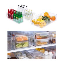 [풀리줄리] 사각 냉장고 수납 용기 정리 칸막이 트레이 물 탄산수 음료 과일 고기 바구니, 01 / 옵션_소