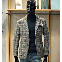 트루젠 20FW 이태리 수입원단 (ROMA) 그레이 체크 콤비자켓 AW0MJK530