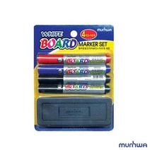 문화 화이트 보드마카 2.5mm 4개입+지우개 세트 붙이는마카 사무용품 지우개마카 보드마카 매직마카 필기용 화이, 상세페이지 참조