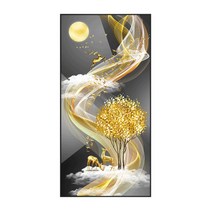 DIY 황금정원 5D 보석십자수 황금나무 사슴, 110*220cm