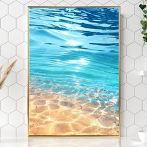 [파도문진] 물결 물 그림 여름 유럽 바다 파도 풍경 사진 거실 액자 윤슬 감성, 에메랄드햇살 바다물결, 유광골드, 중대형500x700 (50x70cm)