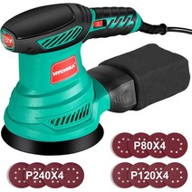 오비탈 샌더 HYCHIKA 300W 13000RPM 랜덤 오비탈 샌더 6가지 가변 속도 125mm 12개 샌드페이퍼 샌딩, 한개옵션0