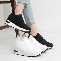 유니크9 DW_DW42 키작은 여성 키높이 니트 슬립온 굽높은 삭스 운동화