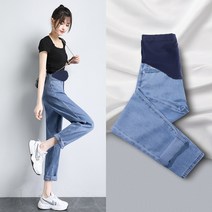 임산부 바지 텐셀 청바지 봄 여름 얇은 겉옷 9부 팬츠