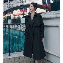 여성 트렌치코트 39s 중간 길이 봄과 가을 새로운 스타일 느슨한 무릎 영국 스타일 라
