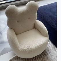 다리 없는 저상형 좌식 의자 쇼파 복층 원룸 영화방 싱글 벨벳 곰돌이, 미색 양가죽