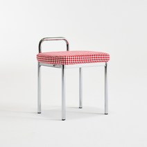 세스카스툴 실버프레임 모던 디자인 인테리어 화장대 의자 보조스툴, 레드체크