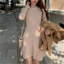 오노마 오노마 ONM A 라인 쫀쫀한 골지 소재 플레어 미니 니트 원피스 (8055706)