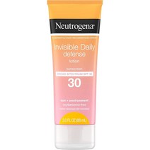 Neutrogena 인비지블 데일리 디펜스 선크림 로션 브로드 스펙트럼 SPF 30 방수 옥시벤존 프리 산화 방지제 89ml 1개, 3개