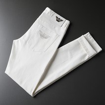 남자청바지 슬림 블랙 화이트 메탈릭 이글 데님팬츠