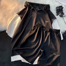 여자 후드 티 반팔 여성 및 반바지 세트 통기성 캐주얼 스포츠 슈트 와일드 루즈 프라이드