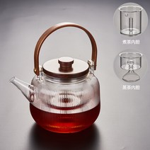 나혼산 1구 우드 화사 인덕션 티팟 빈티지 다도세트 내열유리 다기 주전자 전기 도기 차잔, 기본, 호두나무 뚜껑 포트 줄무늬