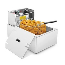 탈착식 바구니와 뚜껑이 있는 딥 프라이어 1500W 6 34QT 전기 프라이어 가정 주방 레스토랑용 스테인리스 스틸 조리대 오일 프라이어 감자튀김 생선 닭고기 날개에 이상적, 6L