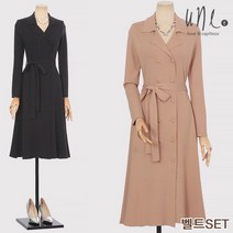 [윈] [벨트set]레트로카라더블버튼랩니트원피스