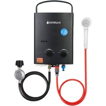 Camplux 1.32 GPM 휴대용 캠핑 차박 온수기 탱크리스 프로판 야외 블랙, 기본