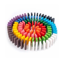 요기팜 친환경 천연 목재 원목 도미노 120pcs 12색상 블럭 놀이 셈놀이