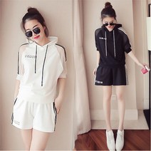 여름 여사 캐주얼 패션 세트 여성 트레이닝복 세트 투피스 여성용 후드 티셔츠 반바지 상하의 세트 여성 의류 20대 30대 40대 S~3XL