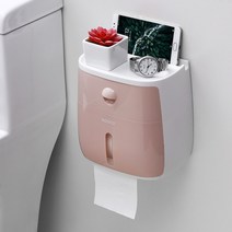 [나무종이걸이] 화장실 휴지걸이 교체 업소용 방수 종이 홀더 플라스틱 타월 벽 마운트 욕실 선반 스토리지 박스 휴대용 롤, Pink