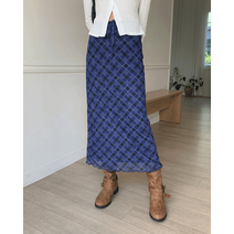 키모 Y2K 레트로 체크 롱 스커트