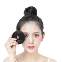 온리정 똥머리가발 셀프 올림머리 부분가발 스트레이트형 고탄력 밴드형, 다크 브라운, 1개