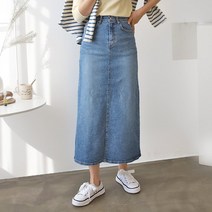 여성 롱롱 뒤트임 밴딩 데님 청치마 빅사이즈(s~xl) 스커트