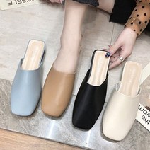 찐코디 S215 심플 베이직 사각코 블로퍼 여자 직장인 사무실 데일리 뮬 슬리퍼 구두 단화 로퍼 2cm
